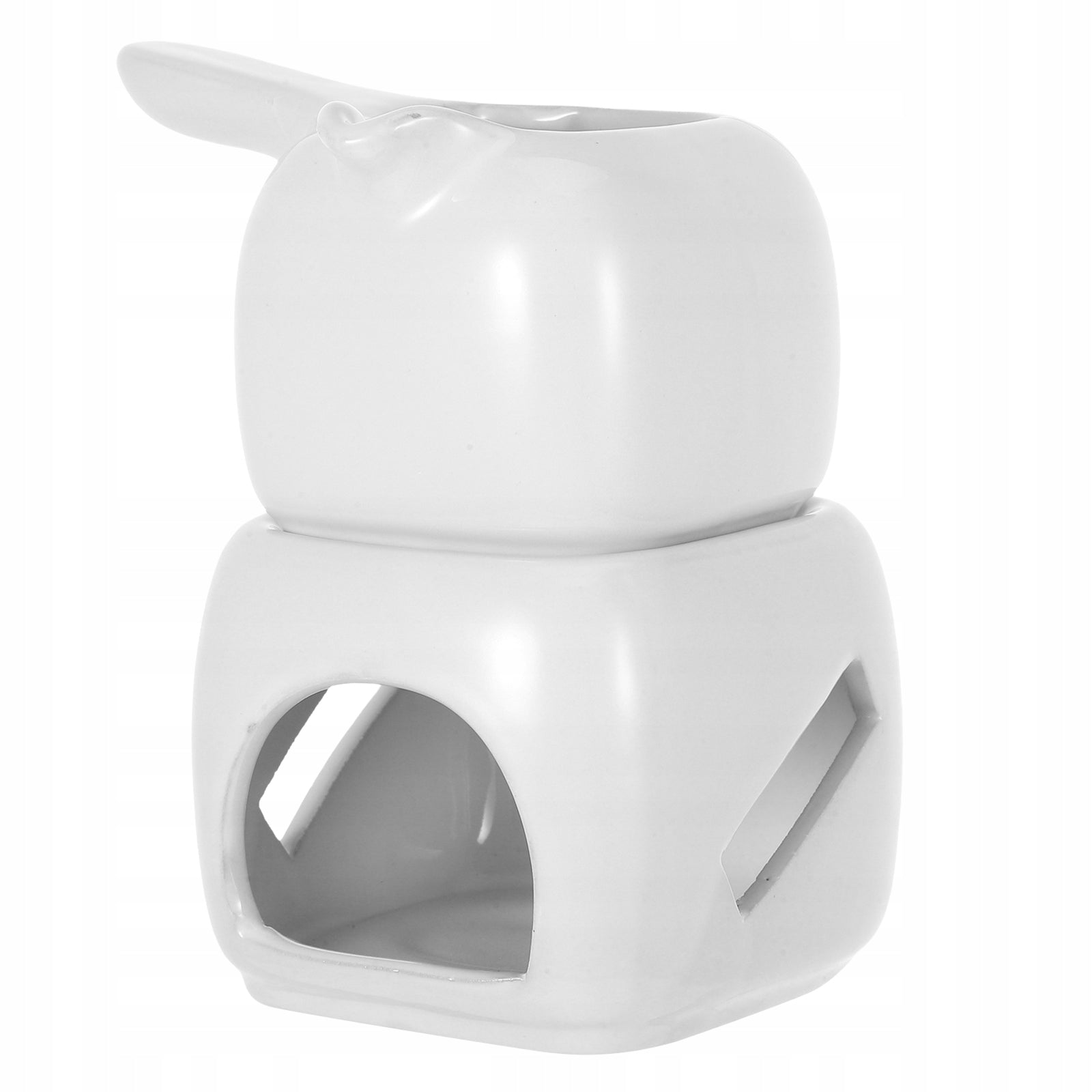 WHITE CERAMIC CHOCOLATE MELTING POT FOR FONDUE AND BUTTER WARMER