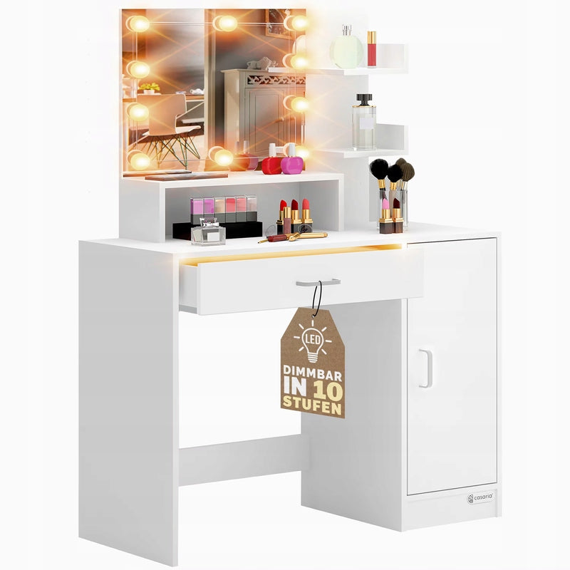 WHITE DRESSING TABLE COSMETIC WITH LED MIRROR Brand Casaria