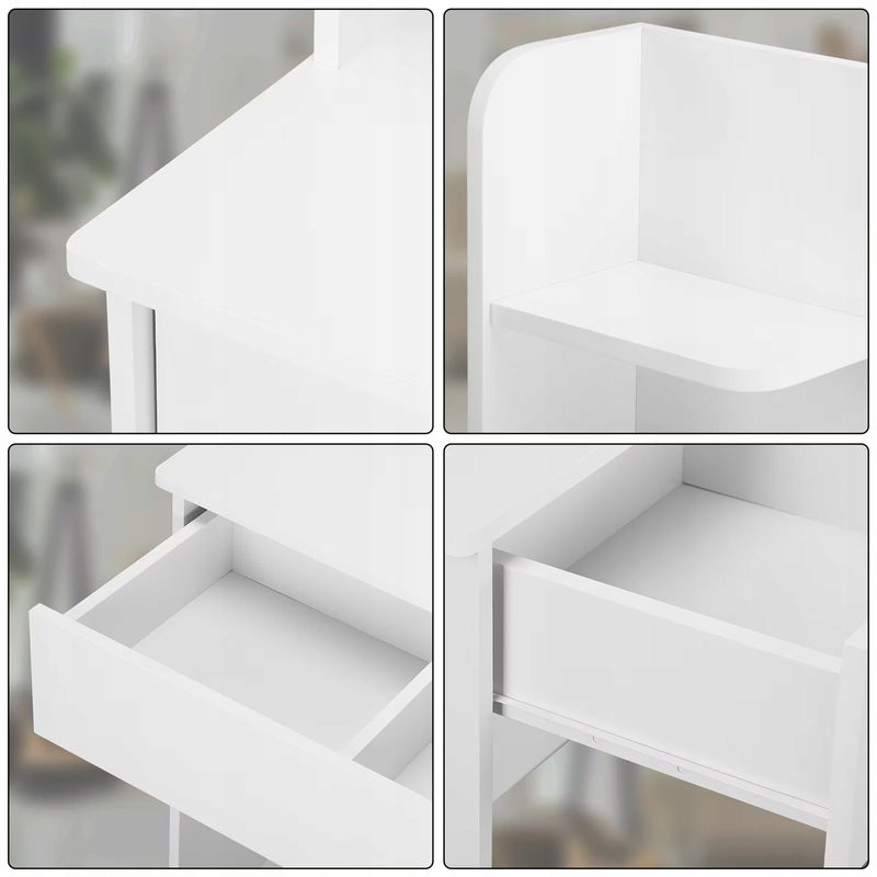 WHITE DRESSING TABLE COSMETIC WITH LED MIRROR Furniture height 140 cm