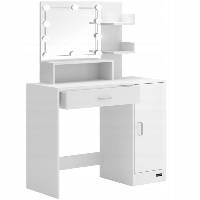 WHITE DRESSING TABLE COSMETIC WITH LED MIRROR
