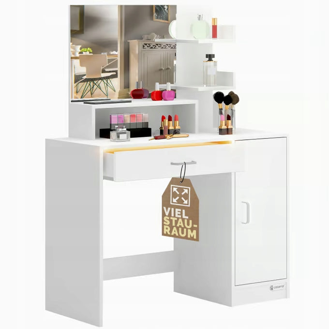 WHITE DRESSING TABLE COSMETIC WITH MIRROR 90x38x137cm Packaging status original