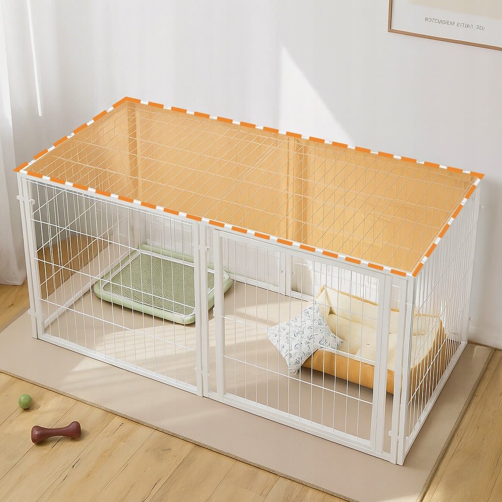 WHITE LOCKABLE PLAYPEN DOG CAGE MADE OF METAL, ENCLOSURE CORRAL 6 PANELS Manufacturer code GLOBANI-KDP-02