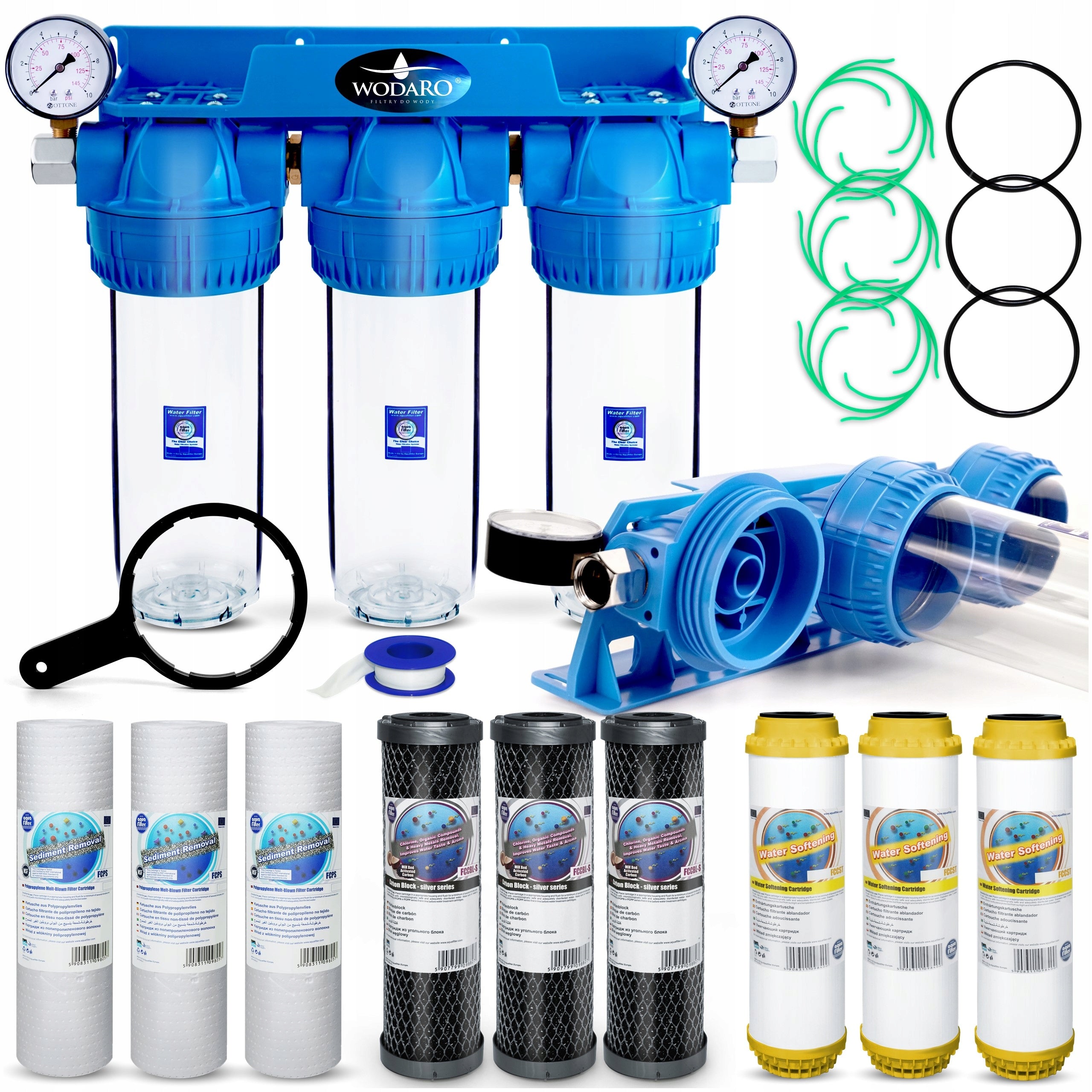 WHOLE HOUSE PRE-WATER FILTER 3 STAGE SOFTENER + FILTER KIT