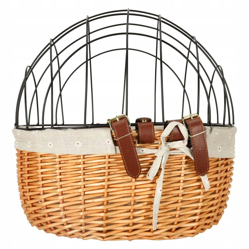 WICKER BASKET FOR CAT DOG BIKE TRANSPORTER WITH GRILLE REMOVABLE BASKET Manufacturer code RUSTYKALNY BOHO NASTURALNY ECO MOCNY