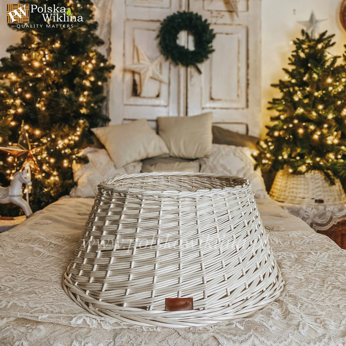WICKER BASKET FOR CHRISTMAS TREE STAND 50 CM BLEACHED CHRISTMAS TREE COVER Manufacturer code KW-045A