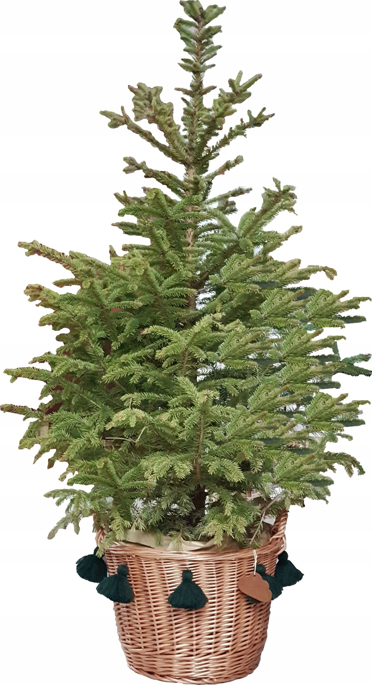 WICKER BASKET FOR CHRISTMAS TREE STAND NATURAL TASSELS