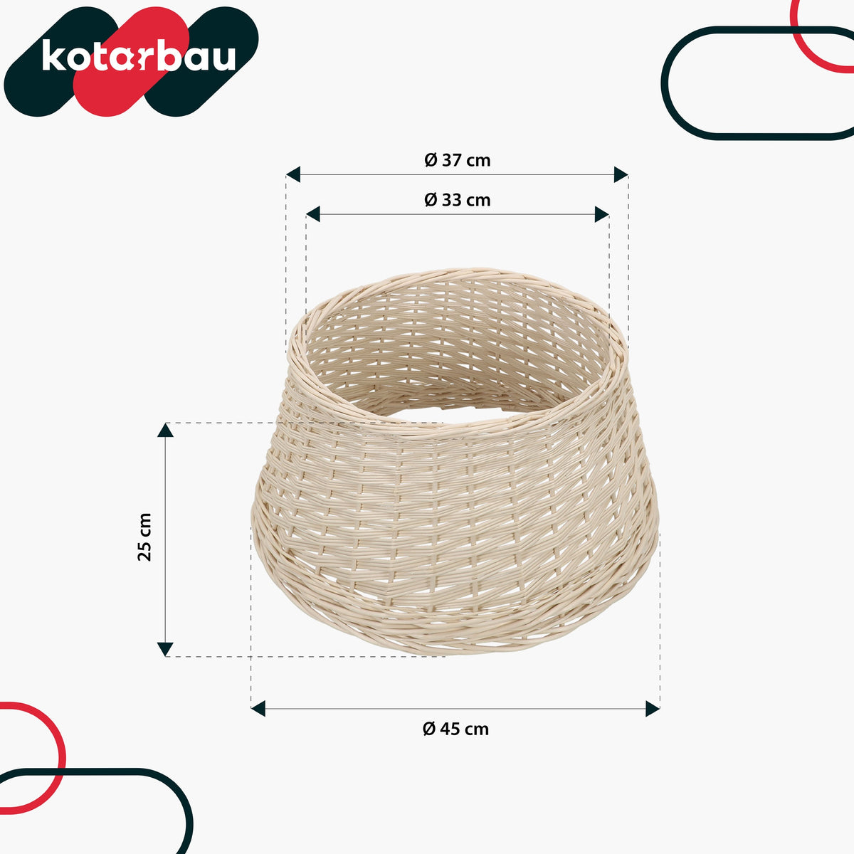 WICKER COVER Ø45 CM CHRISTMAS TREE STAND BASKET NATURAL BLEACHED Manufacturer code N930