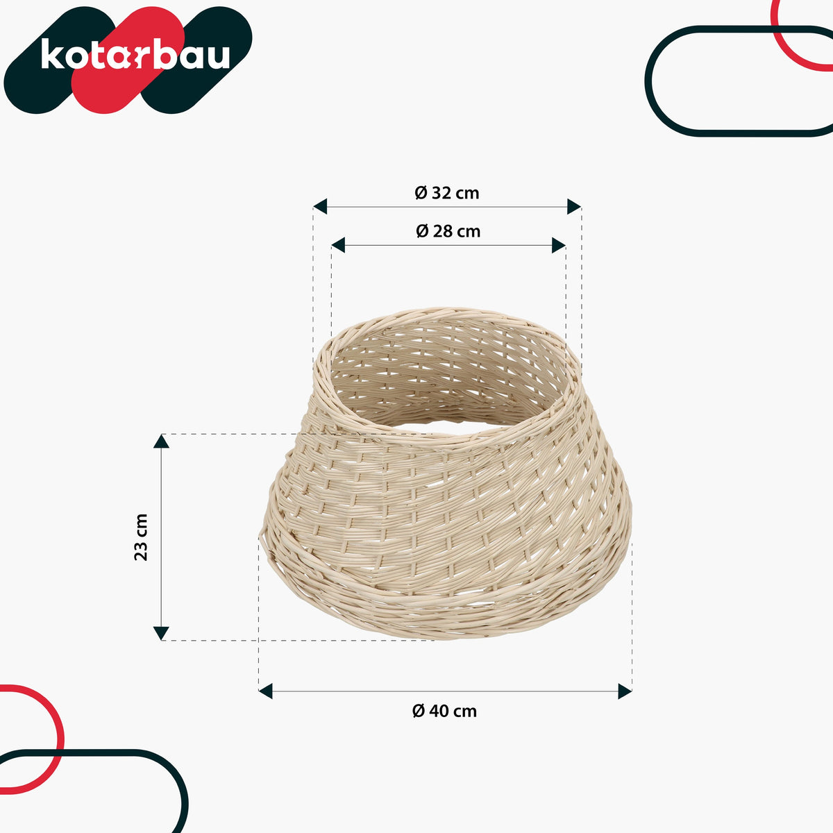 WICKER COVER CHRISTMAS TREE STAND BASKET NATURAL BLEACHED Ø40 CM Manufacturer code N931