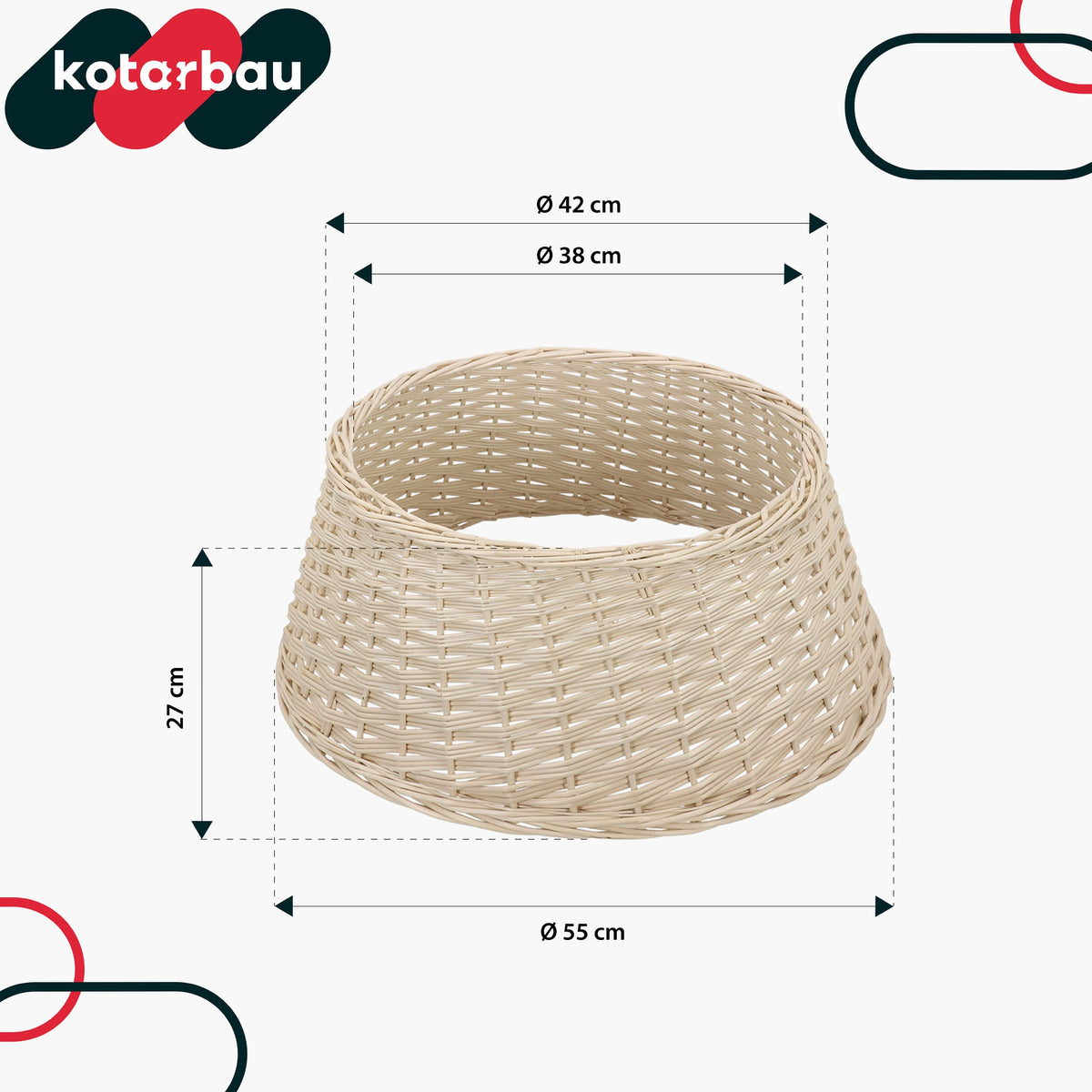WICKER COVER CHRISTMAS TREE STAND BASKET NATURAL BLEACHED Ø55 CM Manufacturer code N923