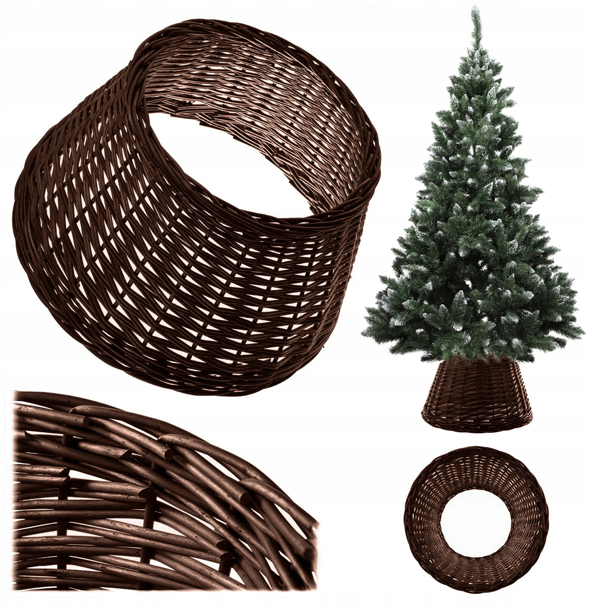 WICKER COVER FOR CHRISTMAS TREE STAND 50 cm COVER BASKET STAND BROWN