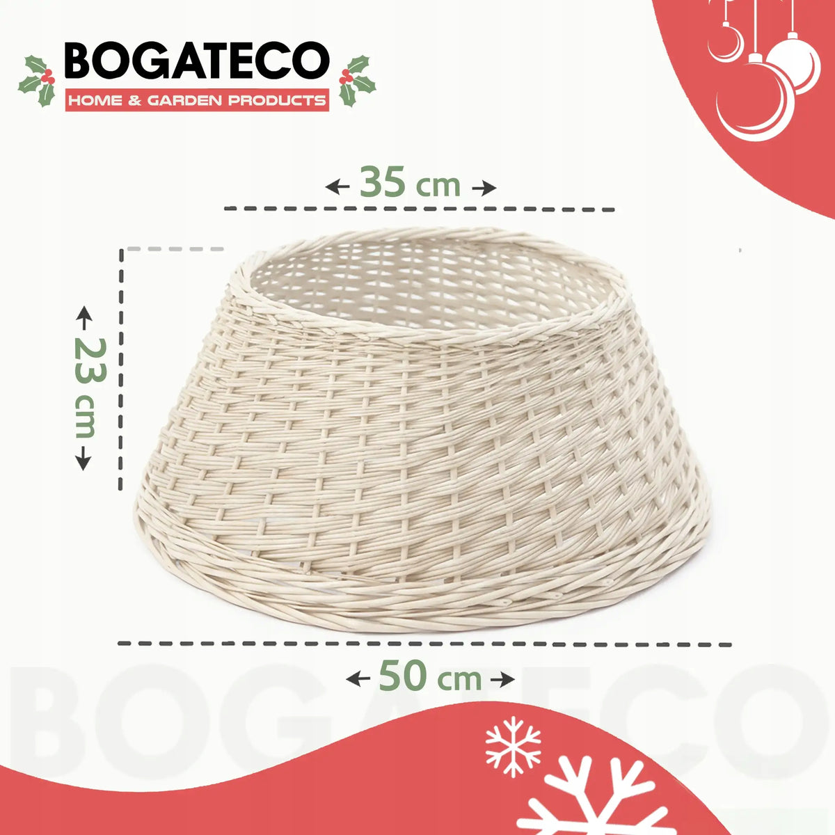 WICKER COVER FOR CHRISTMAS TREE STAND 50CM COVER FOR CHRISTMAS TREE WHITE Brand BOGATECO