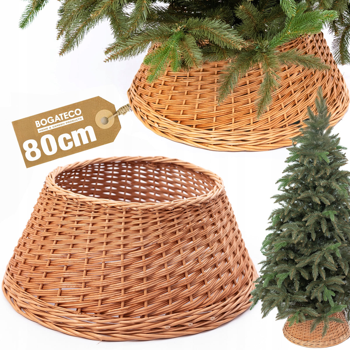 WICKER COVER FOR CHRISTMAS TREE STAND 80CM NATURAL CHRISTMAS TREE COVER