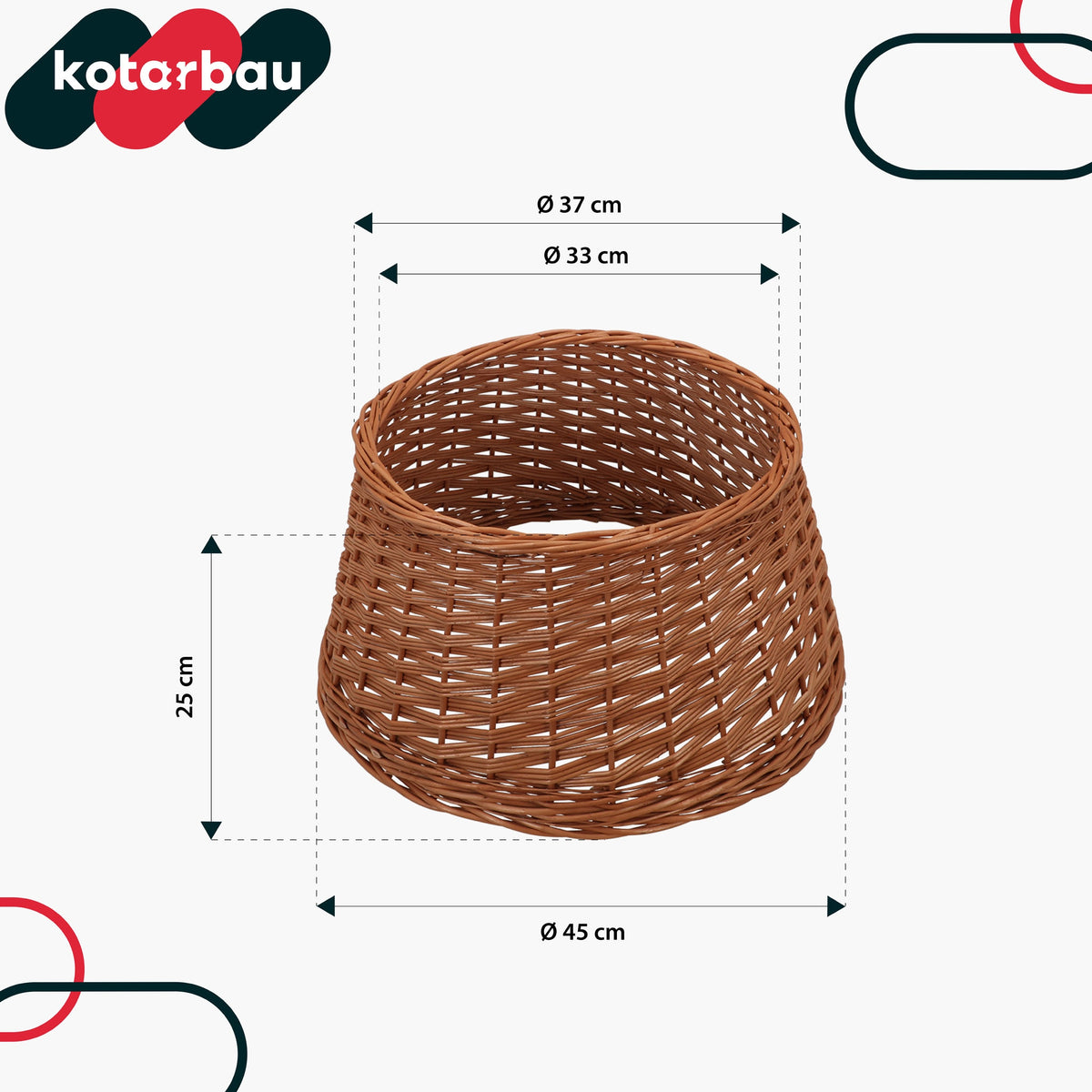 WICKER COVER FOR CHRISTMAS TREE STAND BOHO BASKET STAND NATURAL FI 45 CM Manufacturer code N926