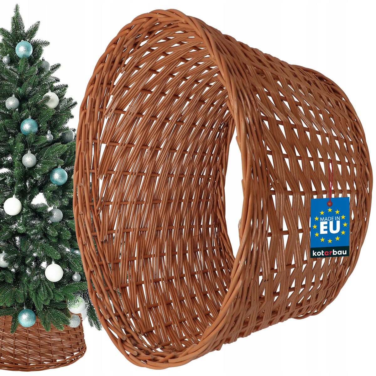 WICKER COVER FOR CHRISTMAS TREE STAND BOHO BASKET STAND NATURAL FI 45 CM