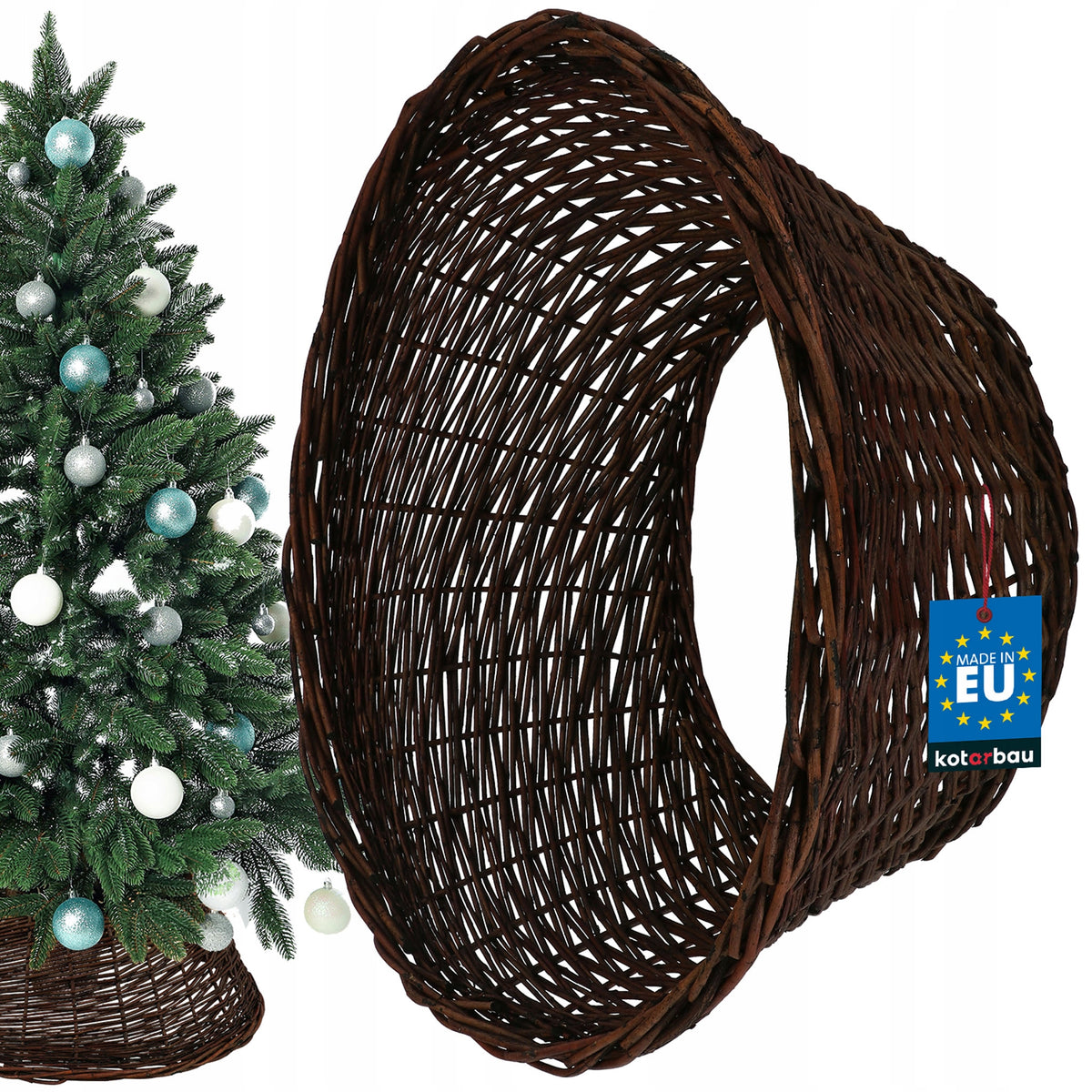 WICKER COVER FOR CHRISTMAS TREE STAND DARK BROWN BASKET STAND FI 55 CM