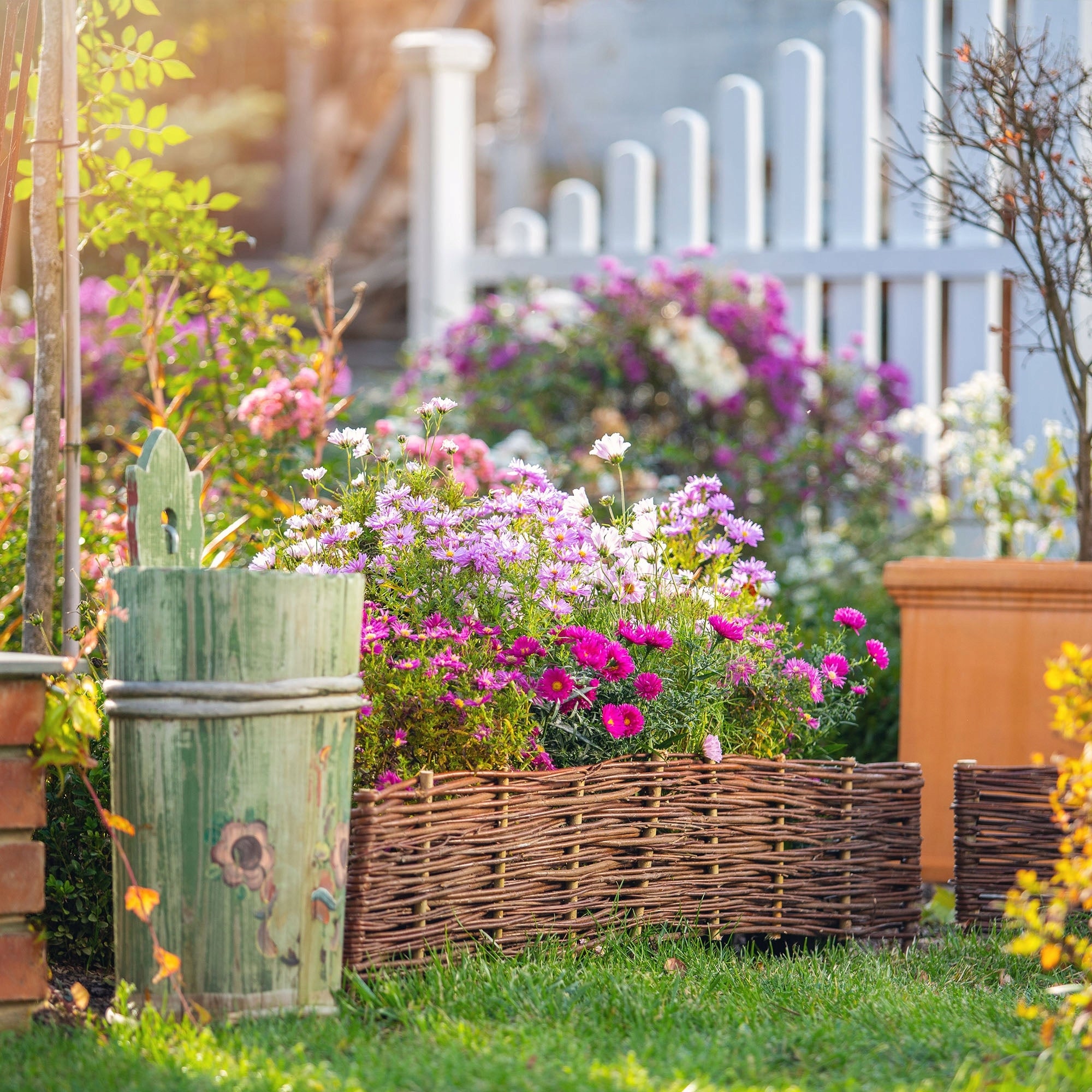 WICKER GARDEN PALISADE LAWN FENCE 120x20 cm HIGH FENCE Packaging status original