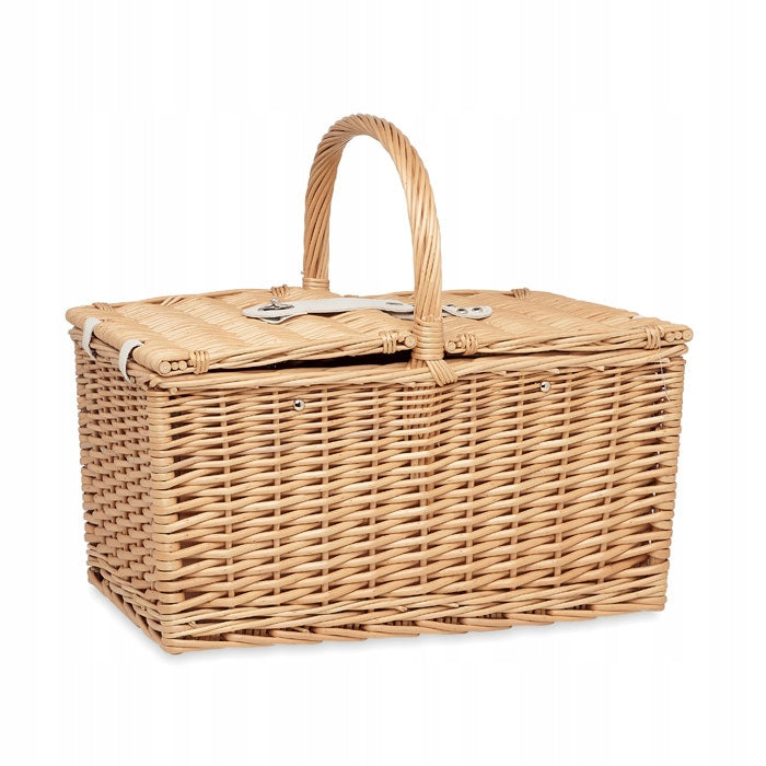 WICKER PICNIC BASKET with equipment for 4 people for picnic WEDDING gift Color brown