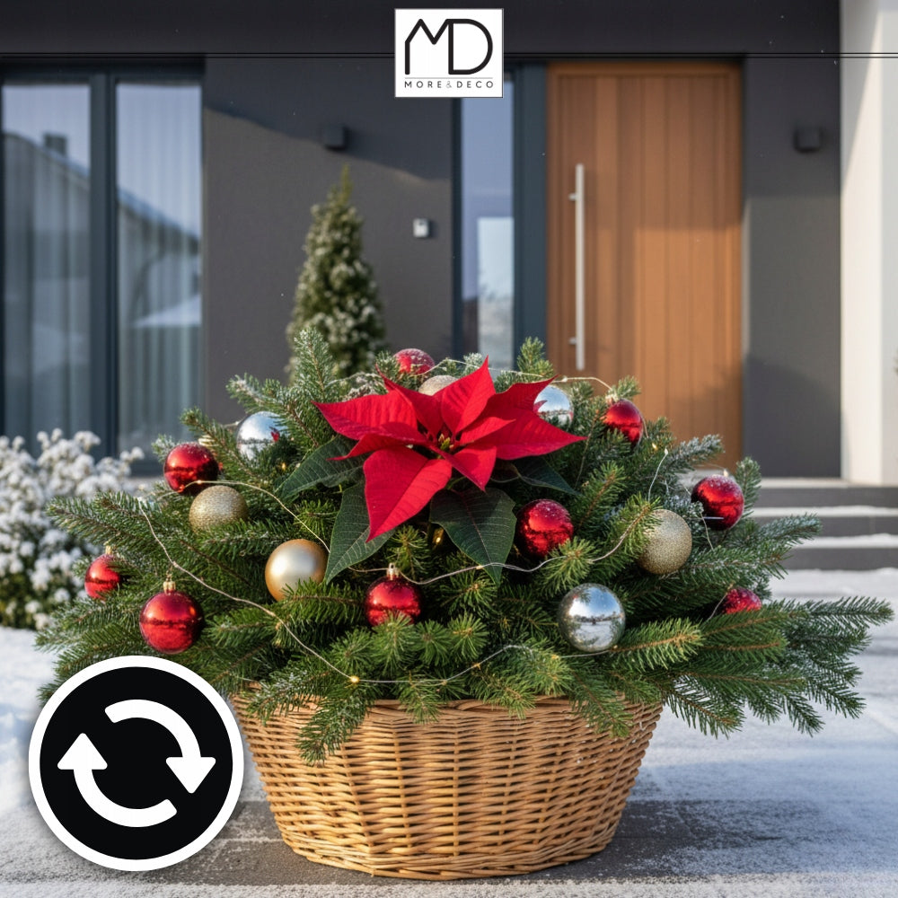 WICKER STAND COVER BRONZE FOR CHRISTMAS PLANTER WICKER BASKET Brand MORE&DECO