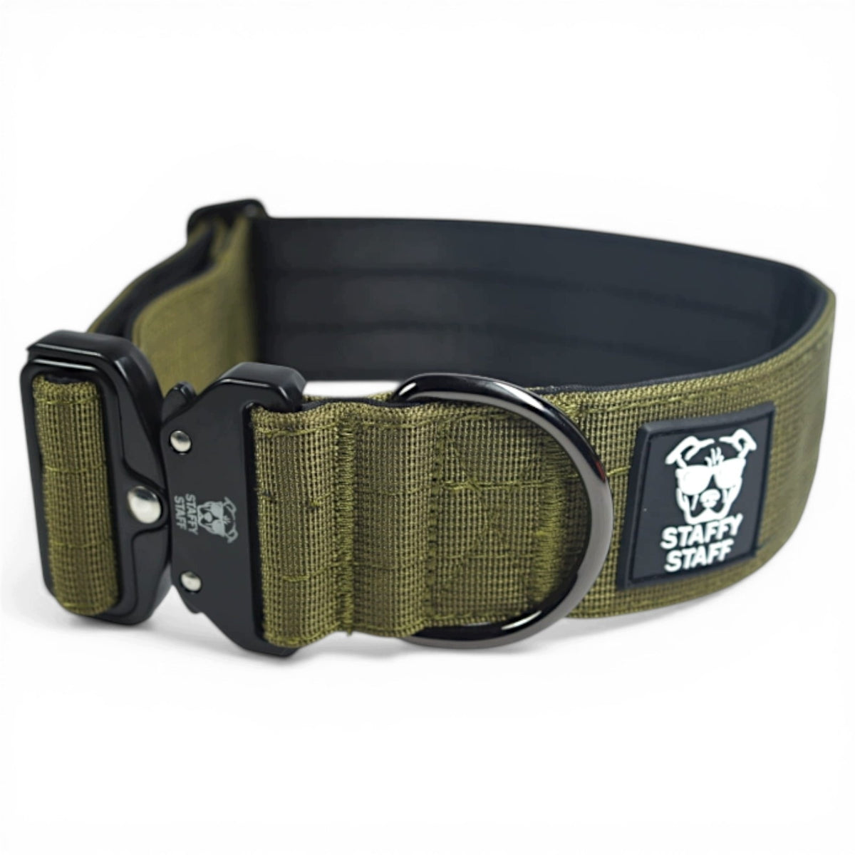 WIDE DOG COLLAR EXTREME STAFFYSTAFF GREEN 5 cm L 40-65