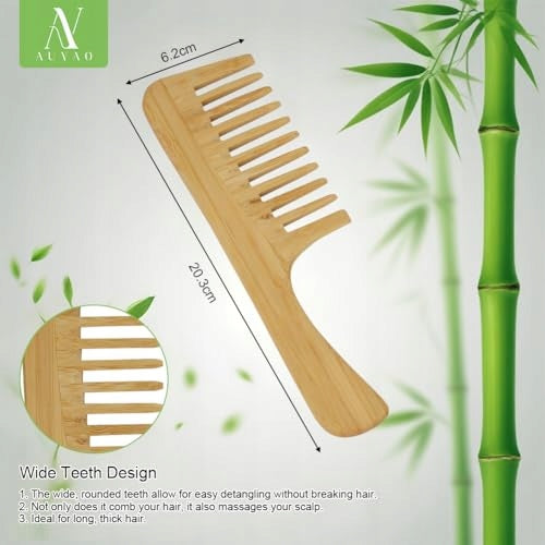 WIDE TOOTH HAIR COMB BAMBOO UNTANGLING FOR WOMEN Capacity 1 l