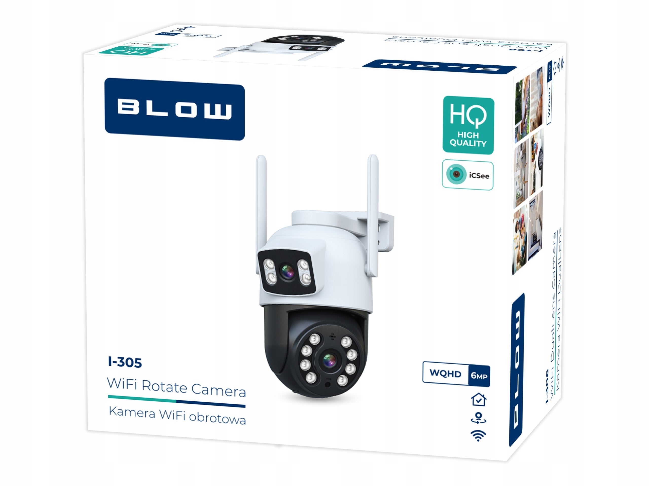 WIFI CAMERA 6MP ROTATING TWO LENSES IR DUAL HD ICSEE SMART IP65 PTZ Product weight with unit packaging 0.57 kg