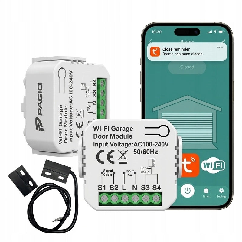 WIFI CONTROLLER FOR GARAGE DOOR AND ENTRANCE PAGIO TUYA + SENSORS