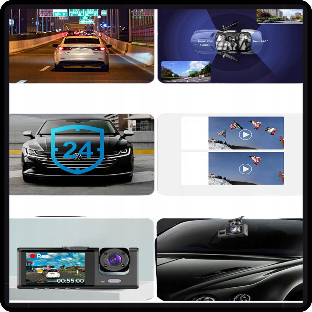 WIFI DASH CAM FULL HD VIDEO RECORDER 3 LENSES+64GB SD Viewing angle 170°