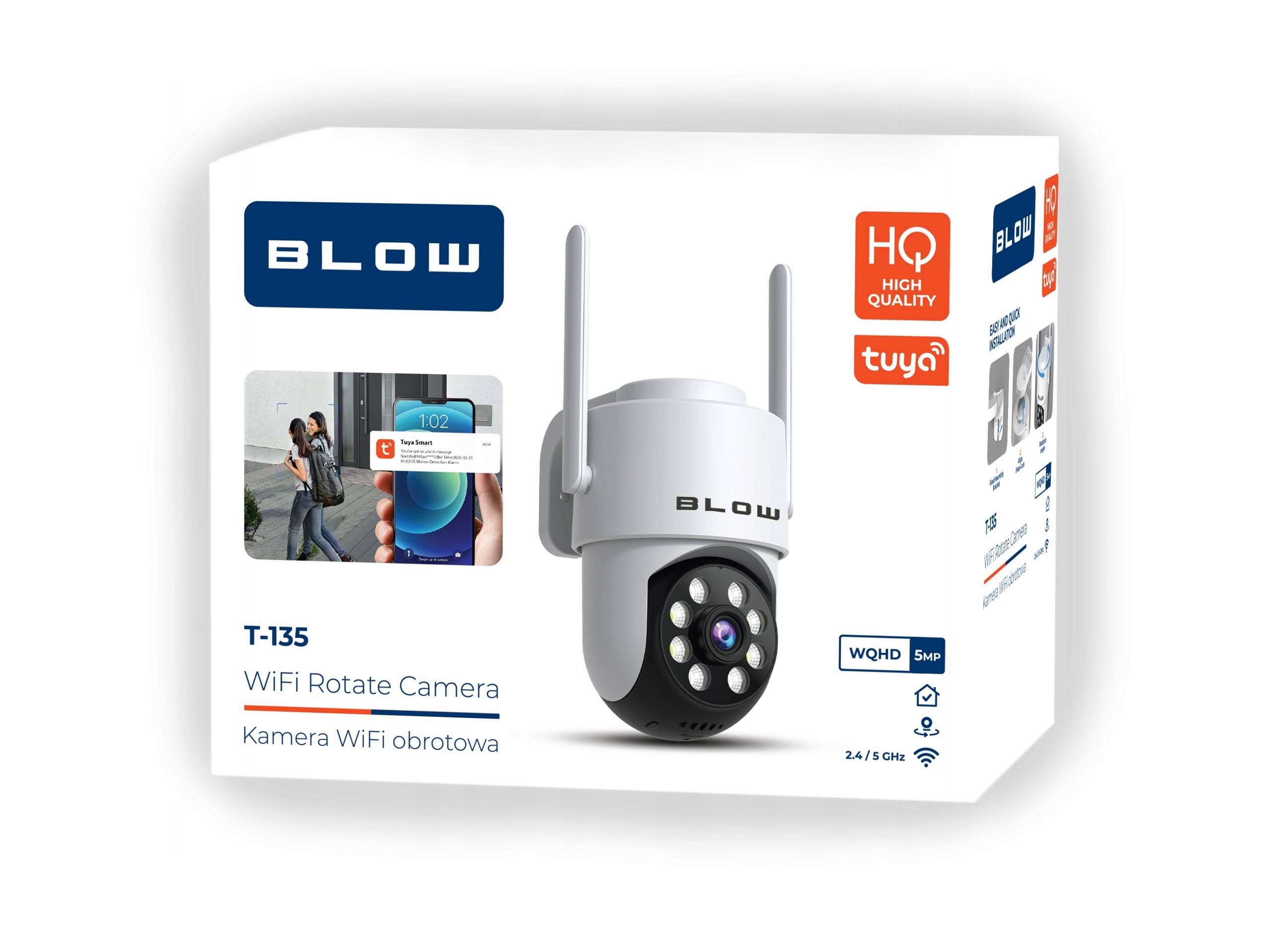 WIFI IP CAMERA 5MPx ROTATING TUYA OUTDOOR FULL HD ZOOM DETECTION IP65 PTZ Model T-135 5MP