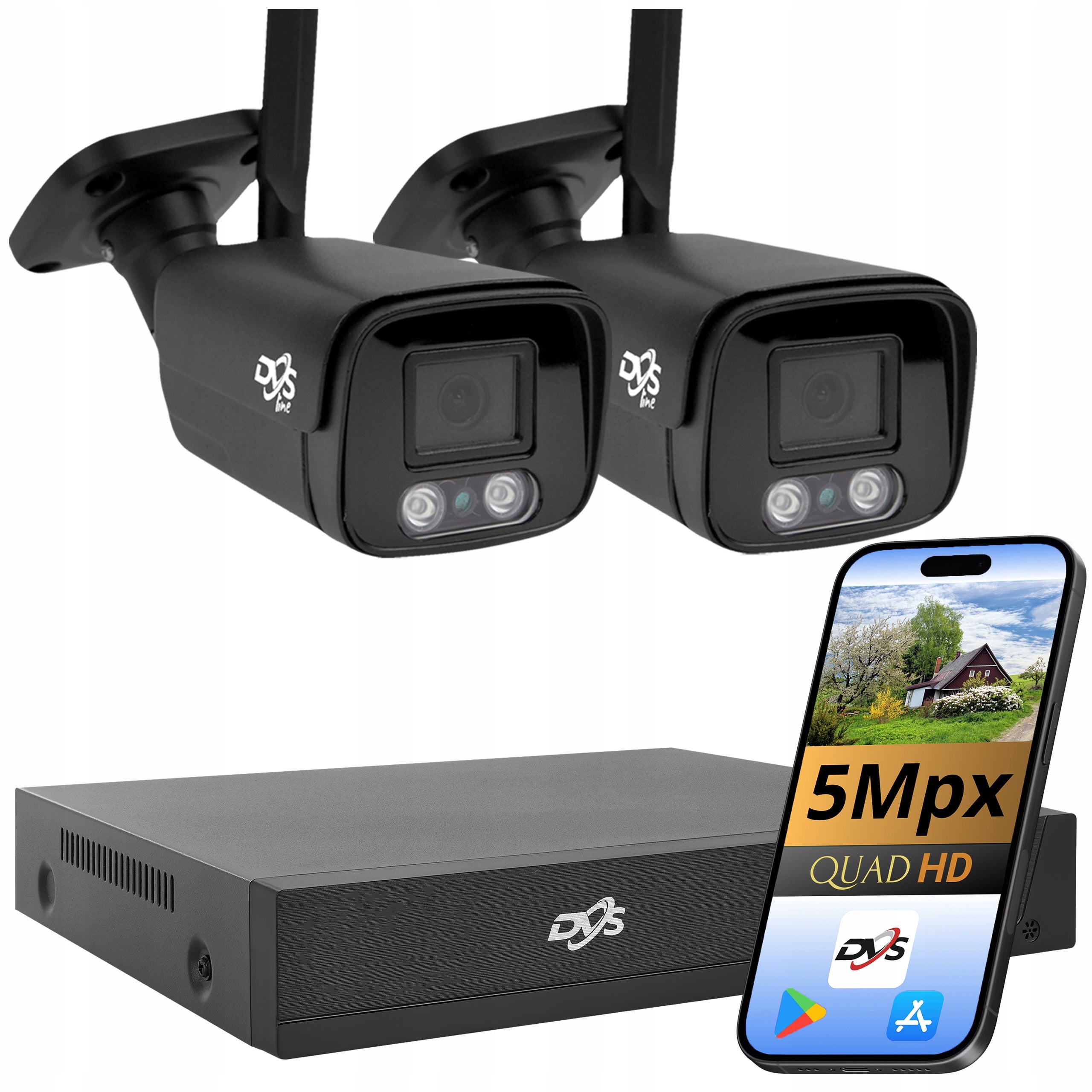 WIFI IP CAMERA KIT 5Mpx HOME MONITORING WIRELESS CAMERAS TUBE DVS