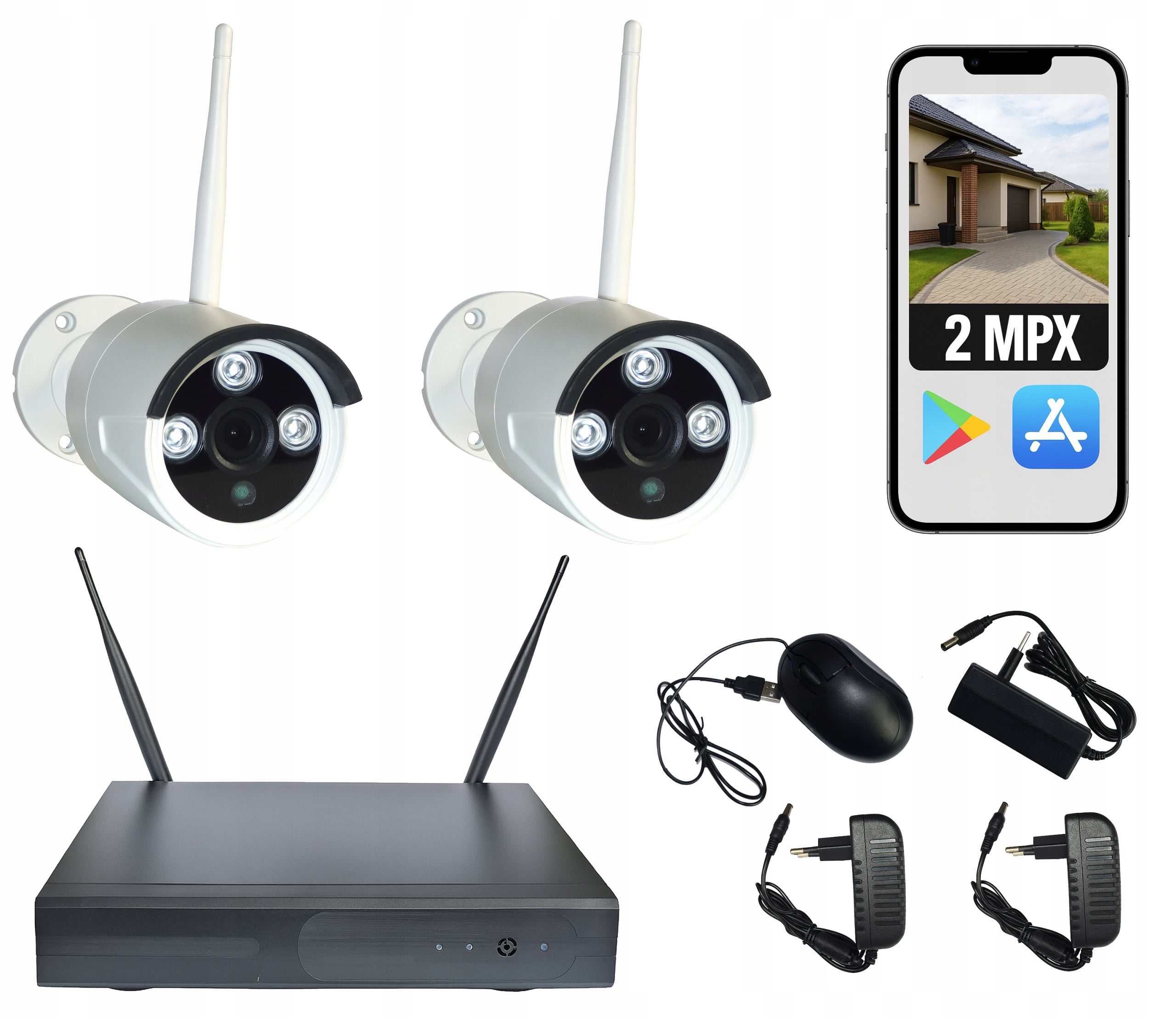 WIFI surveillance kit 2 cameras FULL HD 2 MPX - COMPLETE application