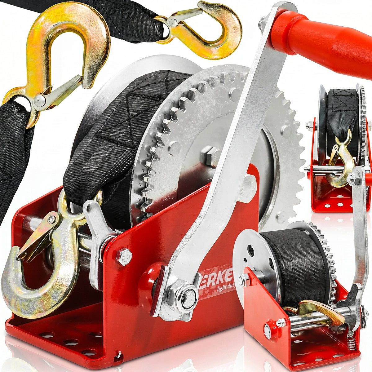WINCH HAND CRANK BELT WINCH FOR CRANK 850kg BELT 10m