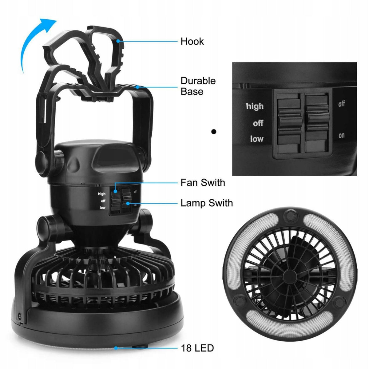 WINDMILL Battery Operated Fan with LED LAMP Camping EAN (GTIN) 8713667041140