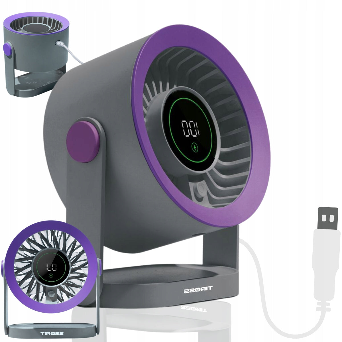 WINDMILL LED Desk USB-C Mini Fan Quiet Powerful FAN Purple