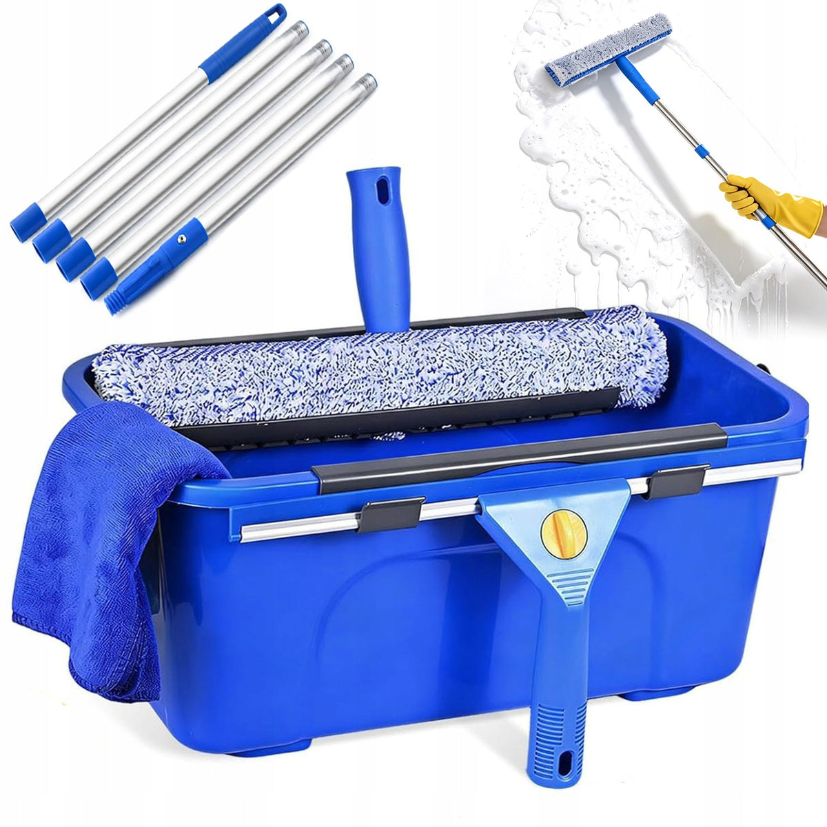 WINDOW CLEANING KIT 195 CM WITH TELESCOPIC STICK FOR HIGH WINDOWS