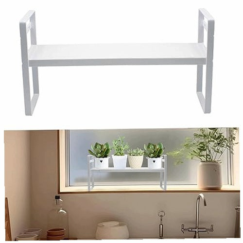 WINDOW SHELVING UNIT FOR PLANTS Telescopic 35 60 CM NARROW WINDOW SILL STEEL BL