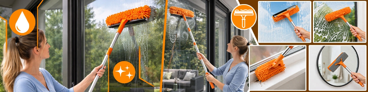 WINDOW WASHER TELESCOPIC STREAK SQUEEGEE WITHOUT LADDER WITH MICROFIBER 1.8m XXL Manufacturer code CLEANPRO