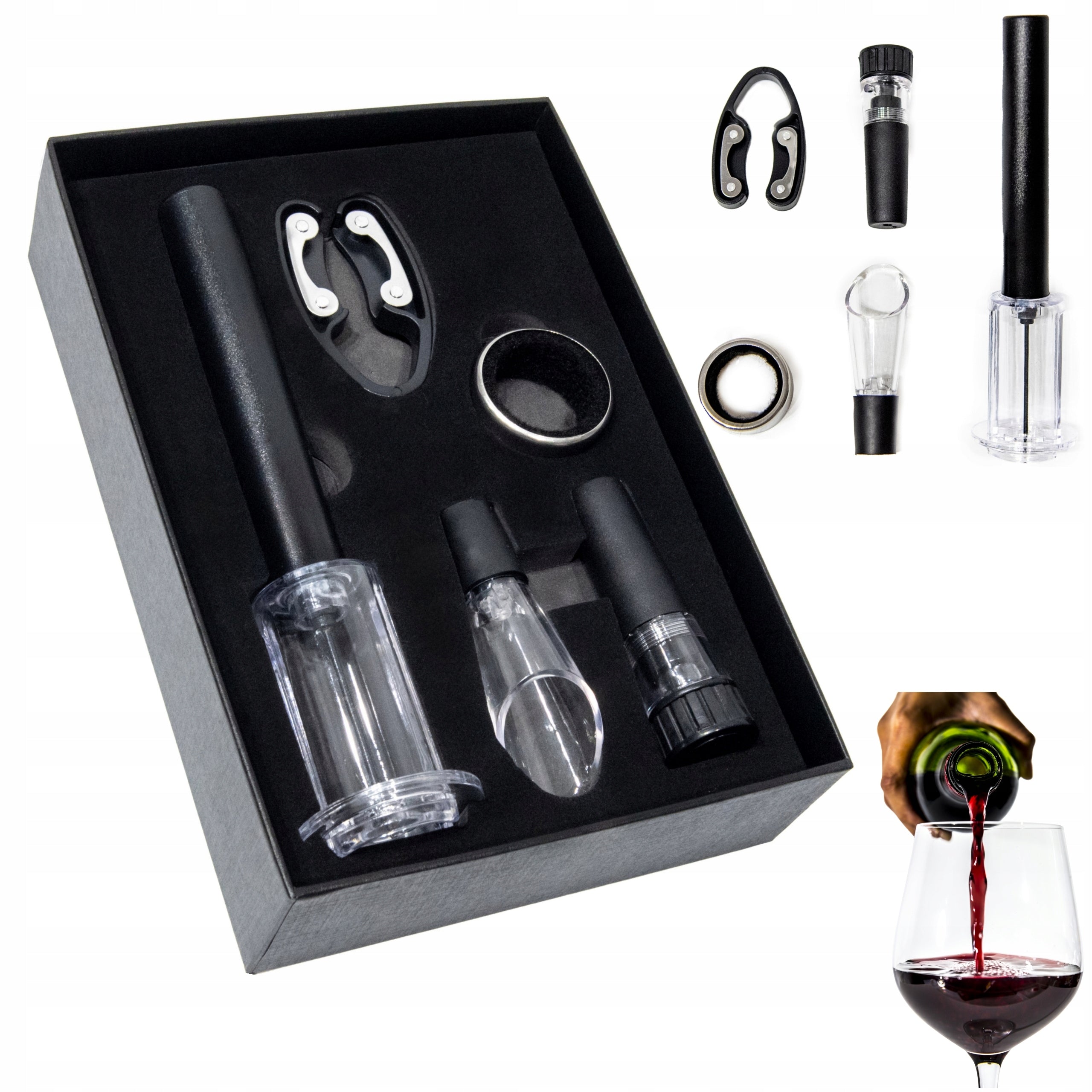 WINE SET corkscrew OPENER pressure VACUUM stopper for BIRTHDAY