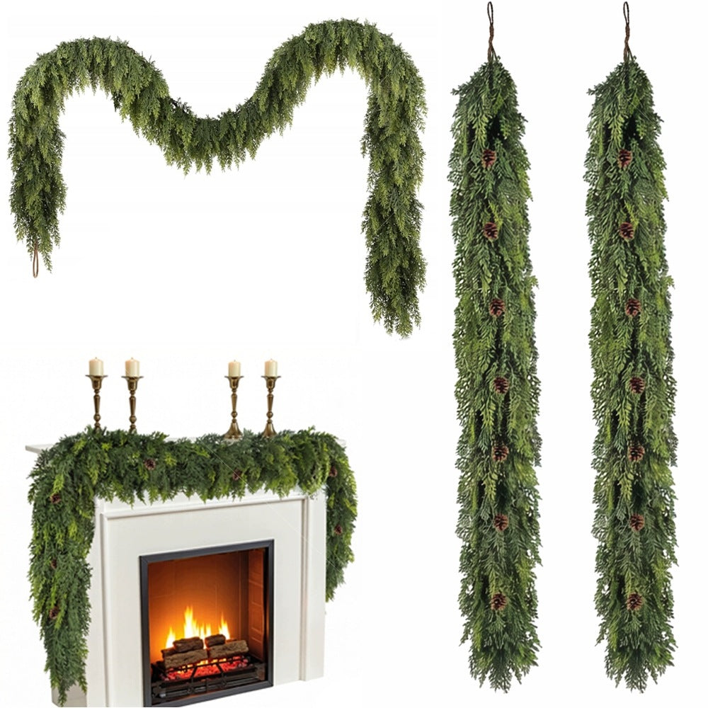 WINTER GARLAND 180 CM ARTIFICIAL GREENERY CEDAR DECORATION FOR STAIRS FIREPLACE