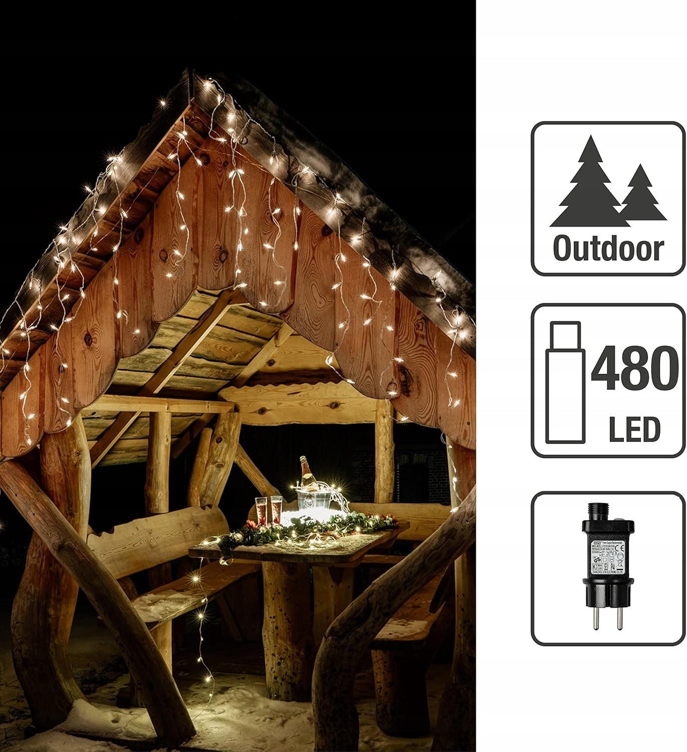 WINTER LED LIGHT CURTAIN OUTDOOR 480 LEDS 210 CM TIMER 6 HOURS Brand Mark