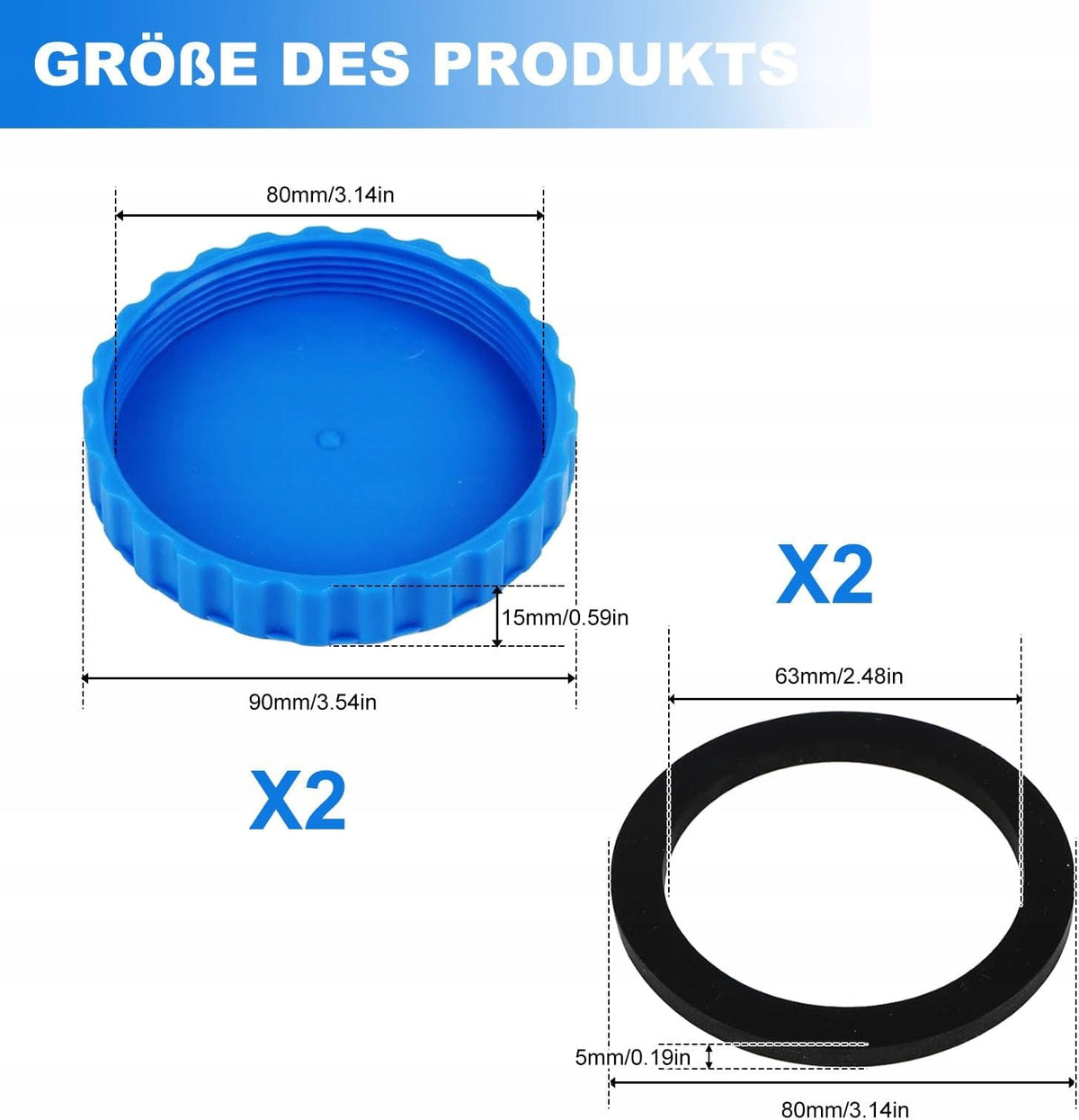 WINTER PLUGS FOR SWIMMING POOL 2 PIECES WATER PROTECTION PLUGS 90X15 MM Brand no brand