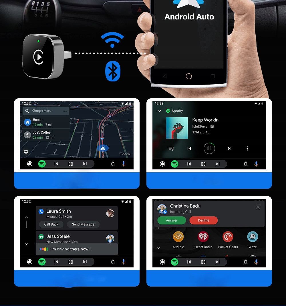 WIRELESS ADAPTER ANDROID AUTO CARPLAY 2 IN 1 PLUG AND PLAY MINI CAR AI Manufacturer code NEXGRILL bezprzewodowy CarPlay 001