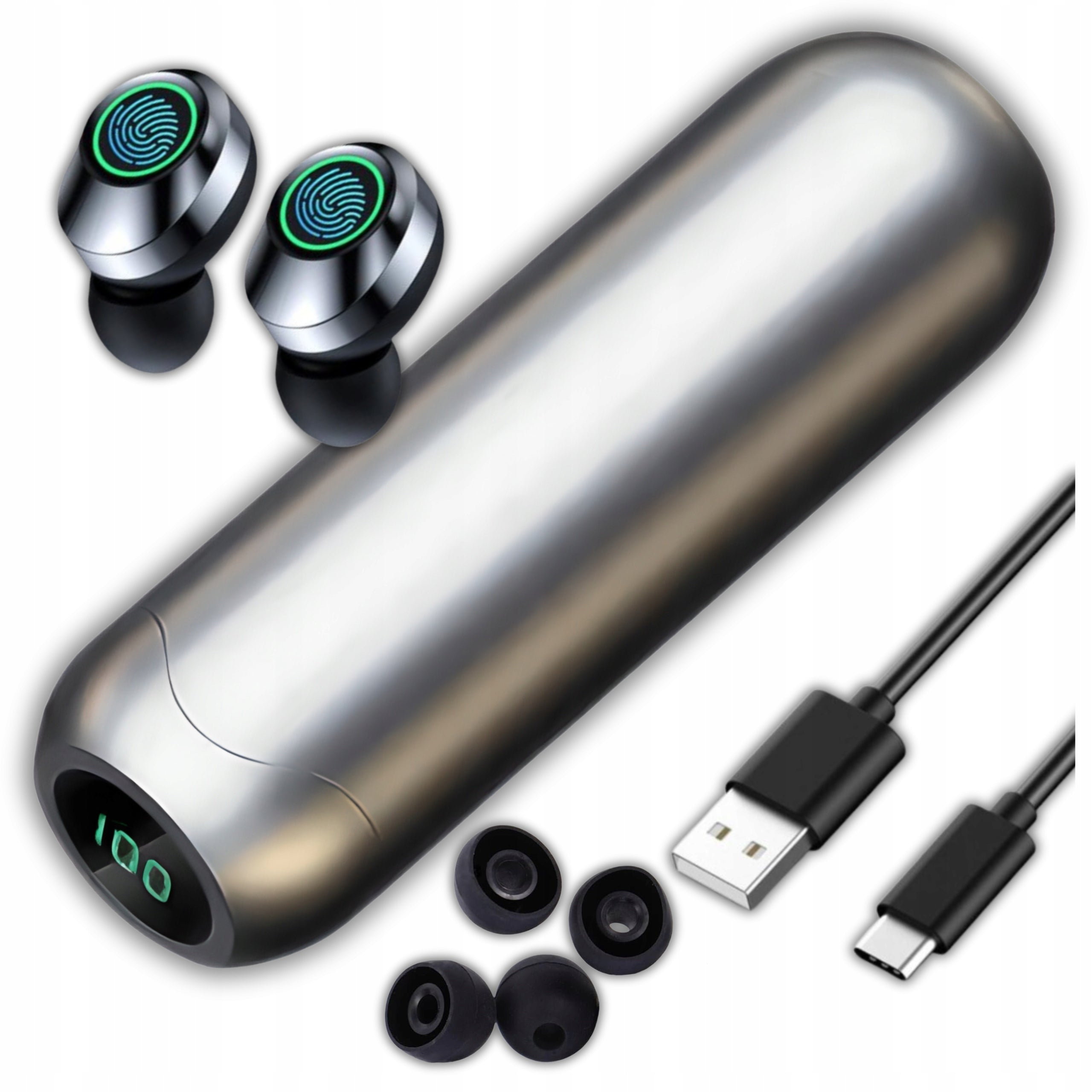 WIRELESS BLUETOOTH IN-EAR HEADPHONES BLACK EARBUDS 5.3 BT TWS CASE
