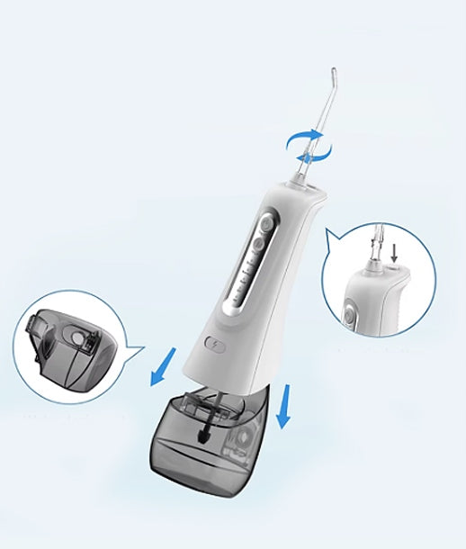 WIRELESS DENTAL IRRIGATOR 300ML 4 NOZZLES 4 MODES IPX7 Brand TECH-MED