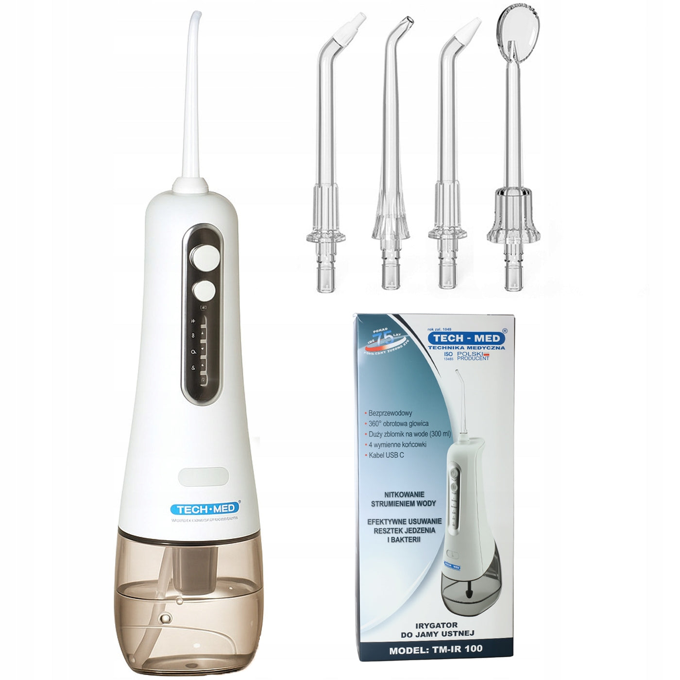 WIRELESS DENTAL IRRIGATOR 300ML 4 NOZZLES 4 MODES IPX7