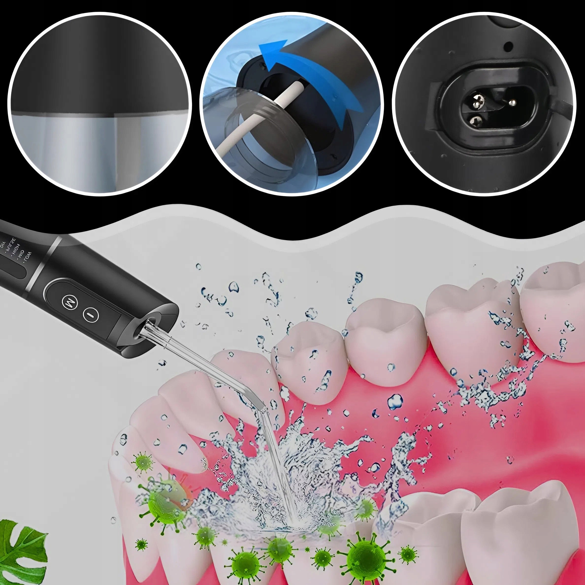 WIRELESS DENTAL IRRIGATOR 5 MODES 400ML + 5 TIPS Color black