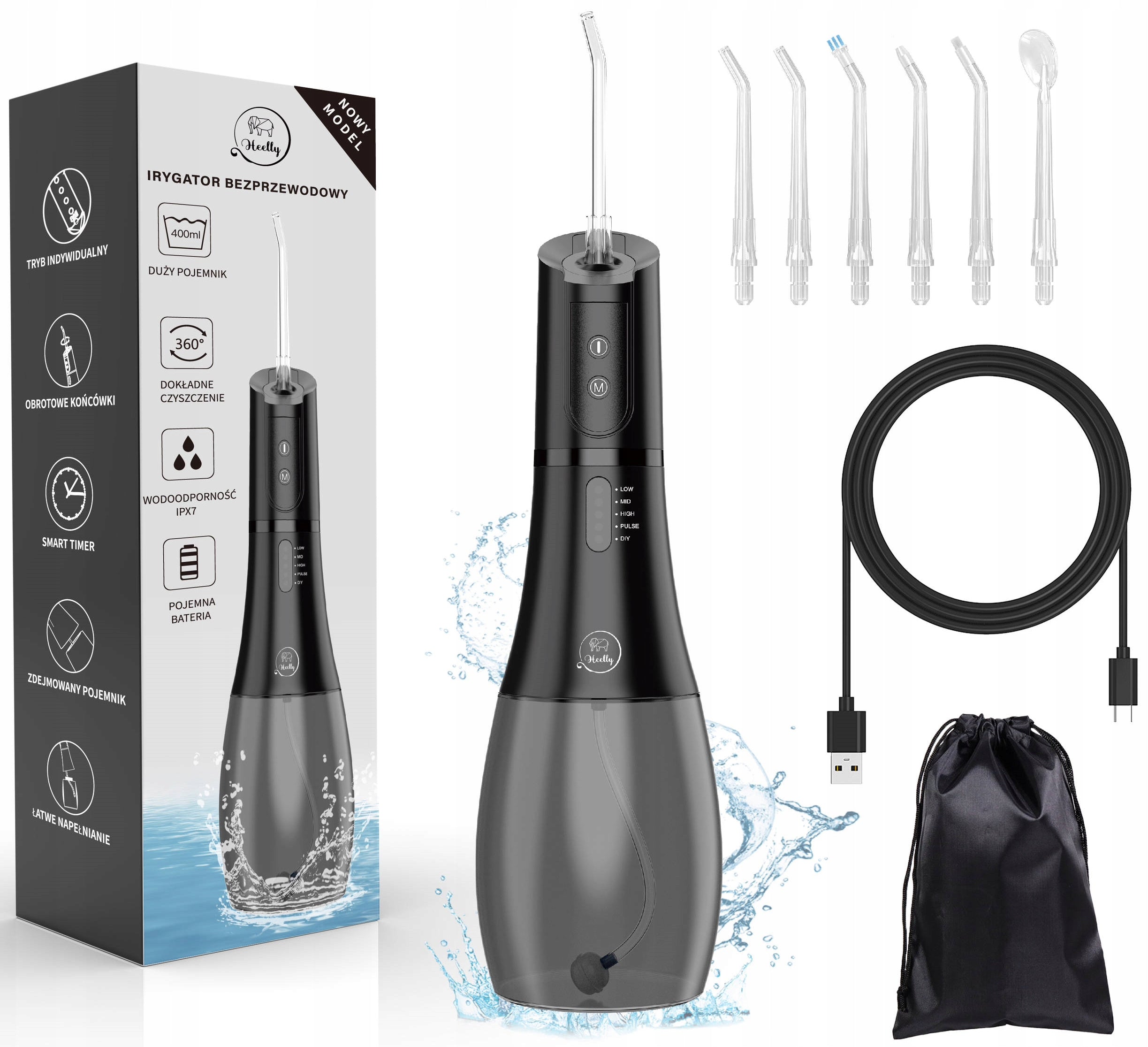 WIRELESS DENTAL IRRIGATOR 5 MODES 400ML STRONG CASE