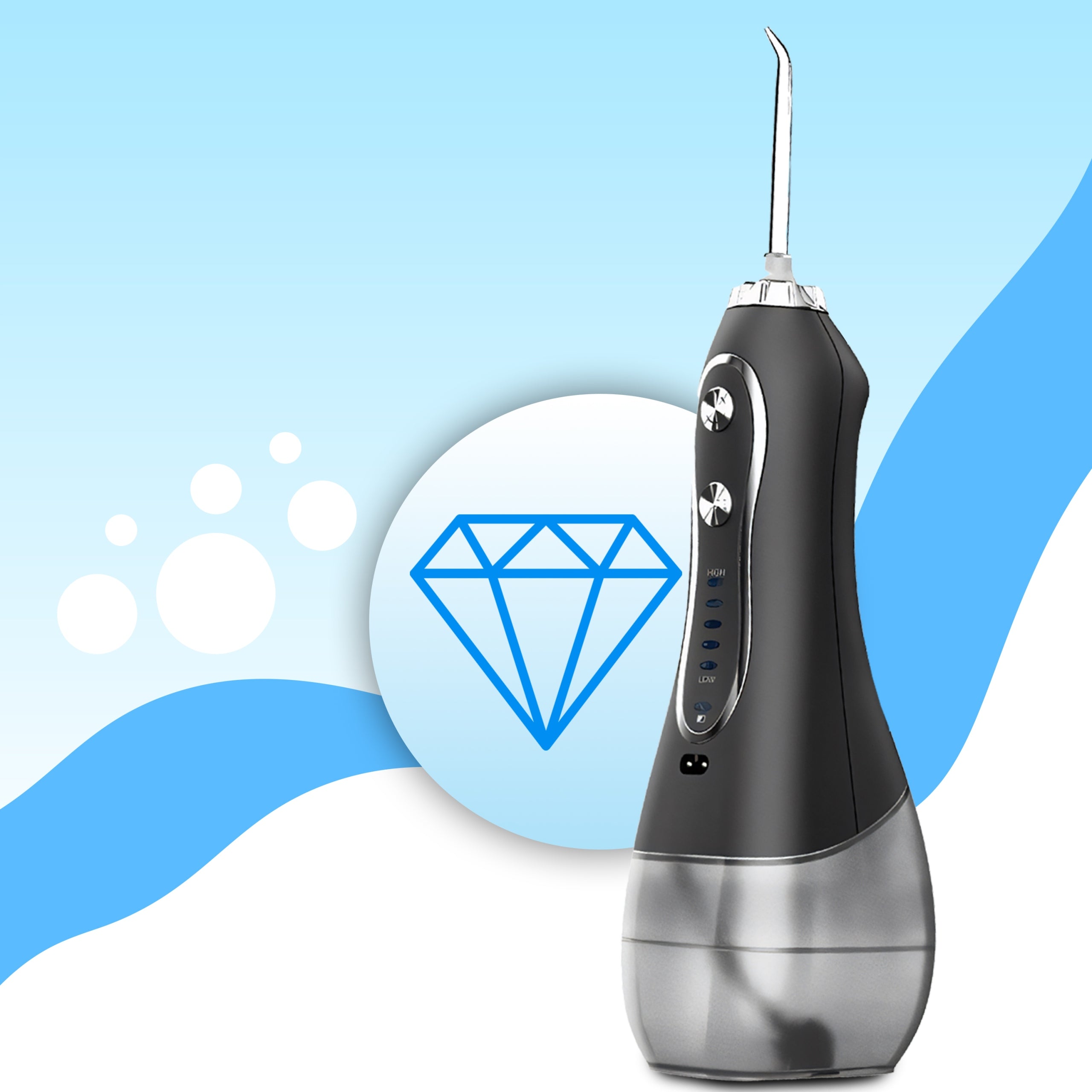 WIRELESS DENTAL IRRIGATOR 5 MODES 8 TIPS 300ML+ETUI Functions water flow adjustment
