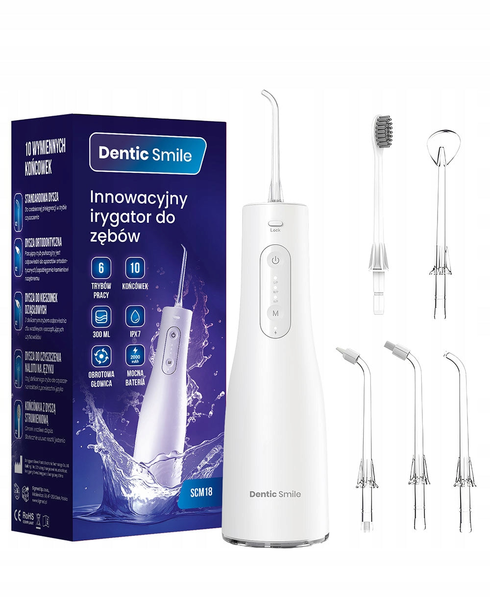 WIRELESS DENTAL IRRIGATOR 6 MODES + 10 NOZZLES 300ml
