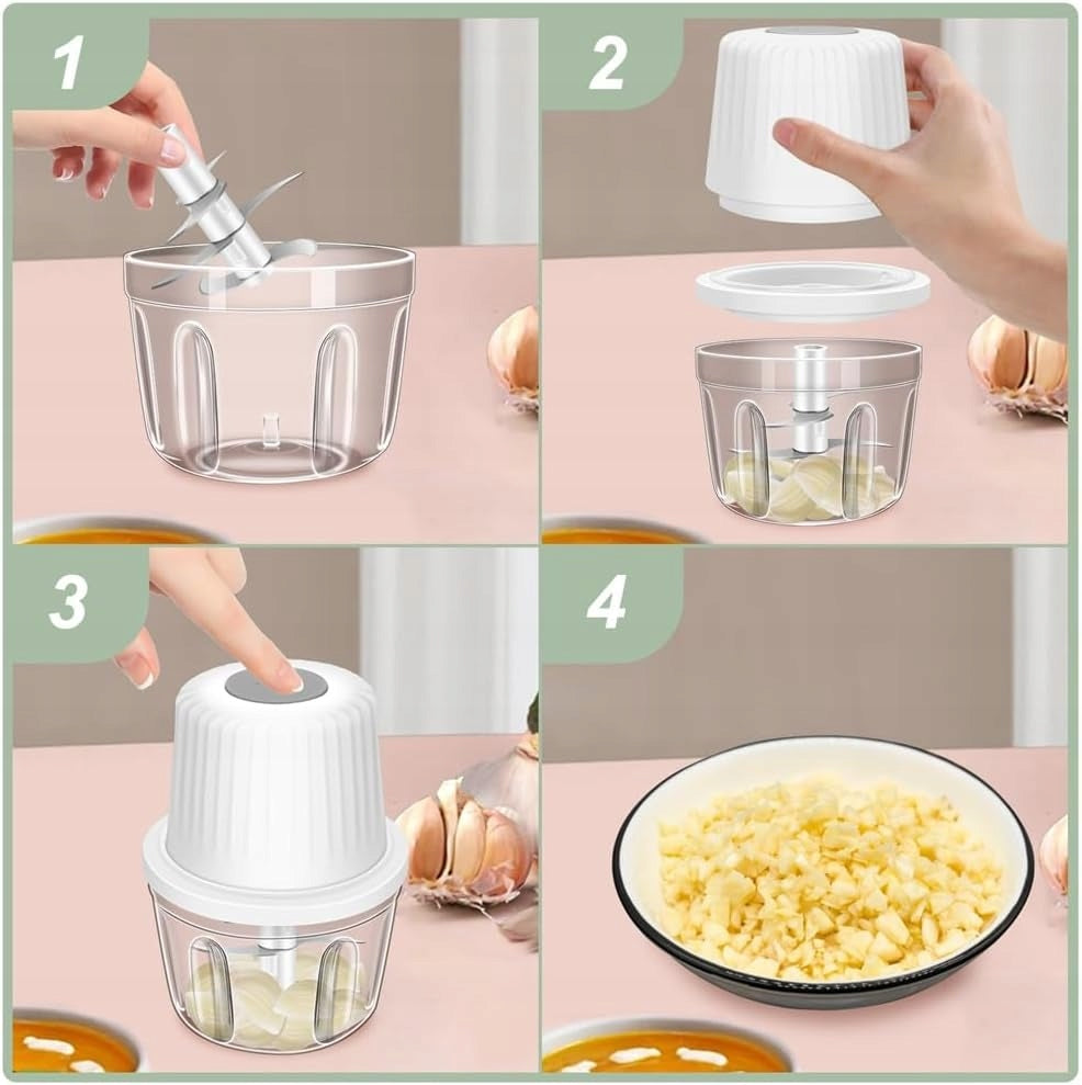 WIRELESS ELECTRIC GARLIC CHOPPER MINI BLENDER FOR CHILI 400 ML Manufacturer code Elektryczna rozdrabniarka kuchenna