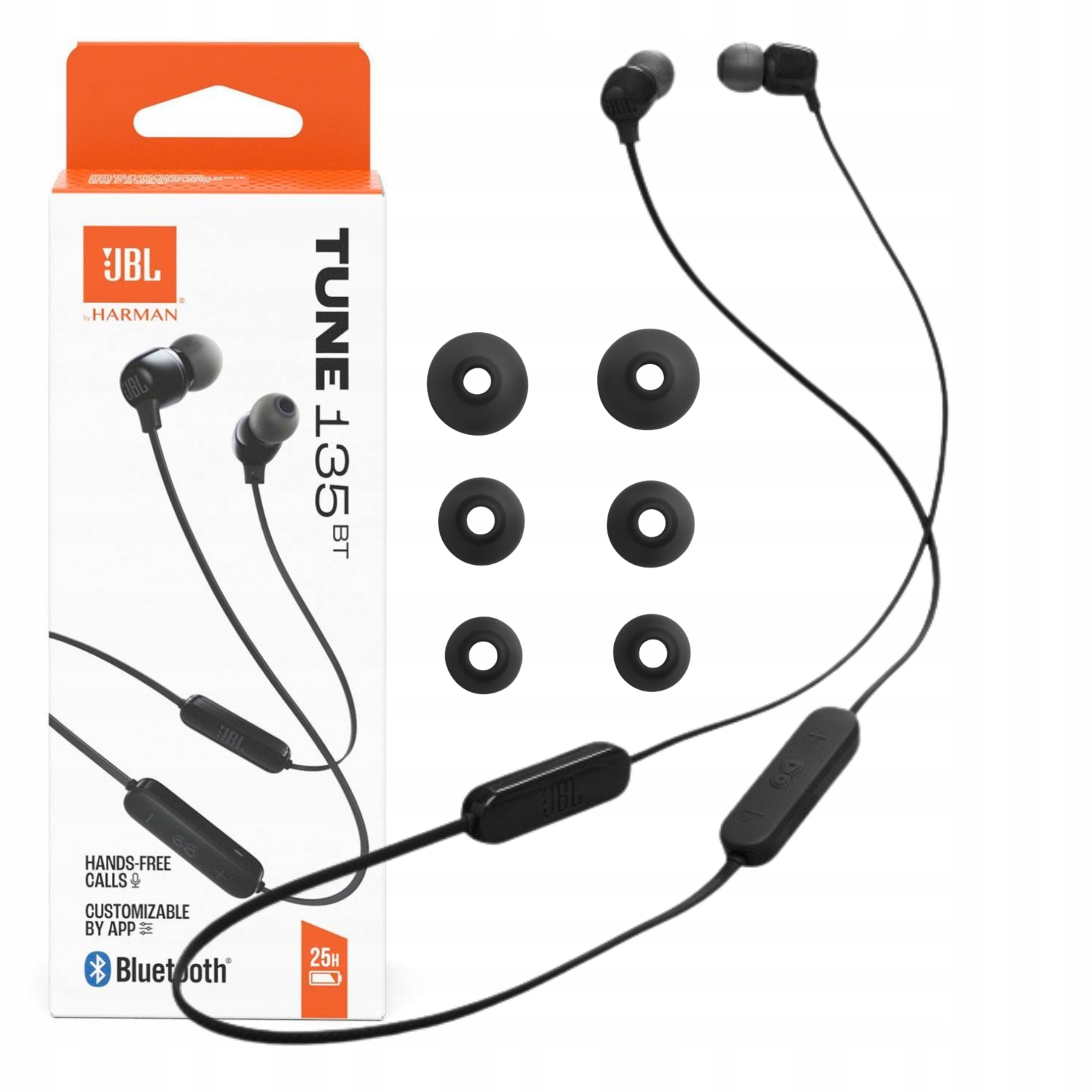 WIRELESS HEADPHONES JBL TUNE 135BT IN-EAR BLACK BLUETOOTH